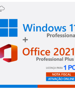 Windows 11 Pro + Office 2021 Pro, Chave de Licença Vitalícia
