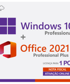 Windows 10 Pro + Office 2021 Pro, Chave de Licença Vitalícia